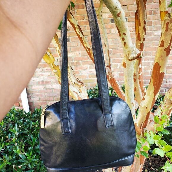 Vintage PERLINA New York Drop Handle Leather Shoulder Bag - Picture 10 of 14